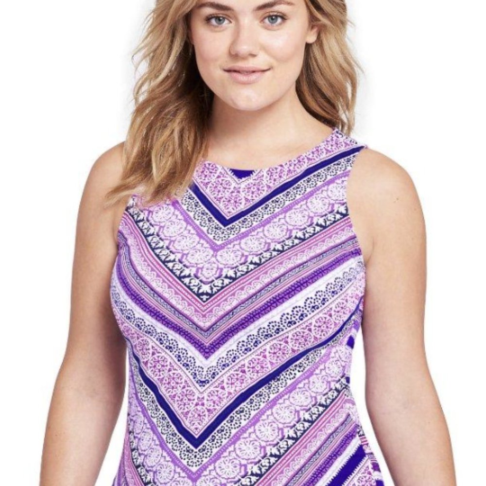 NEW Deep SeaPurple Bombay Mix Tankini Top sz 24 + Carmen Marc Valvo bottom sz 20